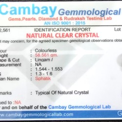 Sphatik Shivling (Oval Shape) – 58.56 Gram Natural Crystal